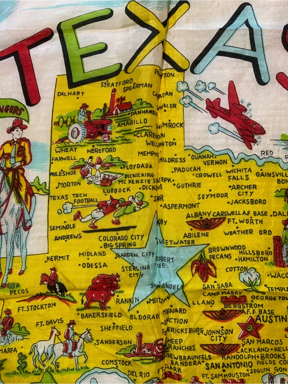 Vintage Texas scarf 1950’s beautiful detail All major tourist sights. - Picture 9 of 15